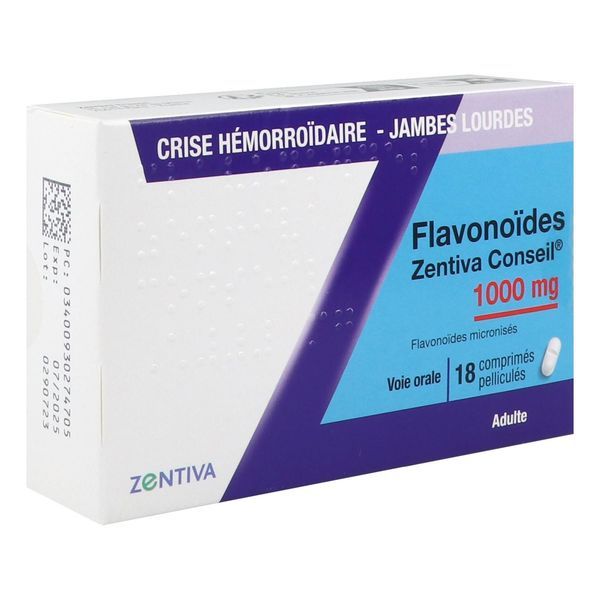 FLAVONOIDES ZENTIVA CONSEIL 1000 mg comprime pellicule B/18