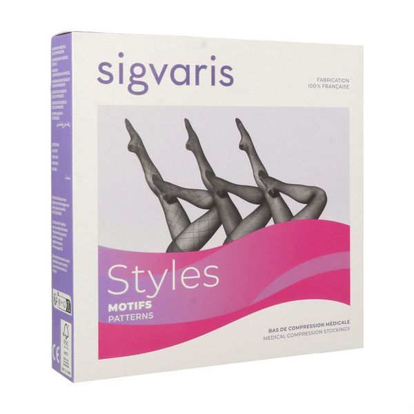 Sigvaris Styles Plumetis Collants Femme Classe 2 Boite Noir Medium Normal 1