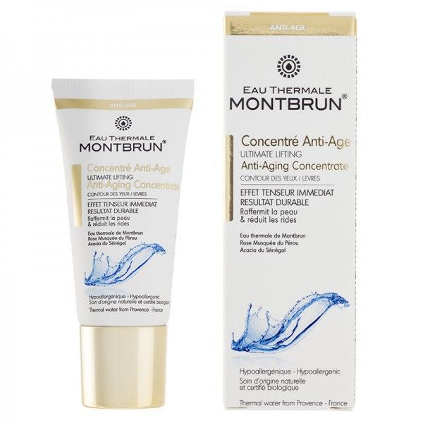 Eau Thermale Montbrun - Concentré anti-âge contour des yeux, lèvres BIO - tube 20 ml