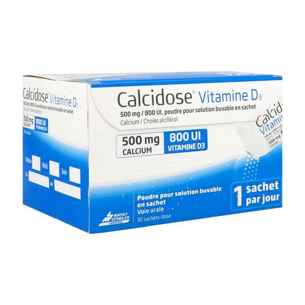 Calcidose Vitamine D3 500 Mg/800 Ui (Cholecalciferol Carbonate De Calcium) Poudre Pour Suspension Buvable 2,6 G En Sachet B/30