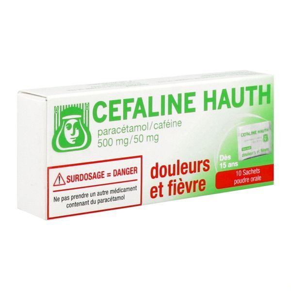 CEFALINE HAUTH® Paracétamol/Caféine 500 mg/50 mg 
Poudre orale en sachet Sachets/10