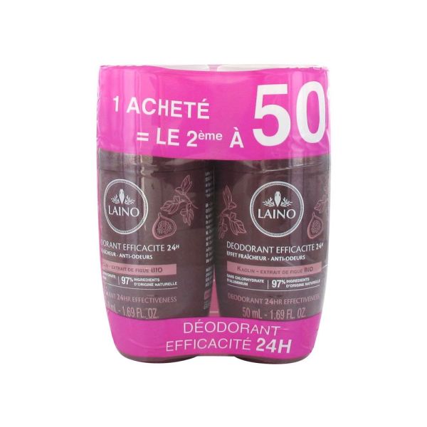 Laino Déodorant Efficacité 24H Extrait de Figue Bio Lot de 2 x 50 ml