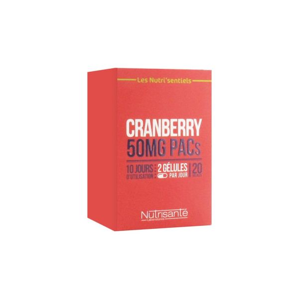 Nutrisanté Les Nutri'Sentiels Cranberry 50 mg PACs 20 Gélules