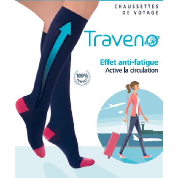 Sigvaris Traveno Chaussette De Voyage Homme Marine S 35/38 2