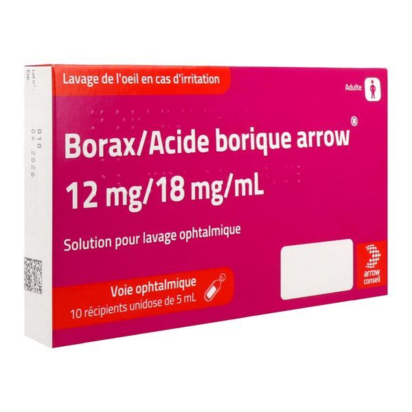 Borax/Acide Borique Arrow 12 Mg/18 Mg/Ml Solution Pour Lavage Ophtalmique En Recipient Unidose B/10