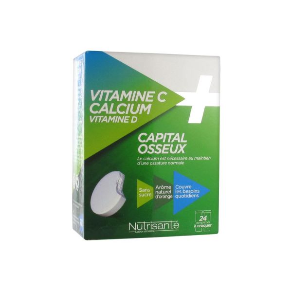 Nutrisanté Vitamine C Calcium Vitamine D 24 Comprimés à Croquer