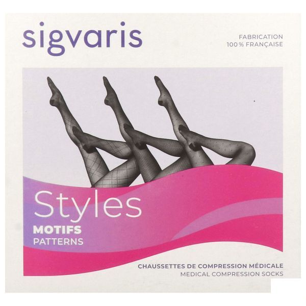 Sigvaris Chaussettes Styles Carreaux Femme Classe 2 Boite Noir Medium Normal 2