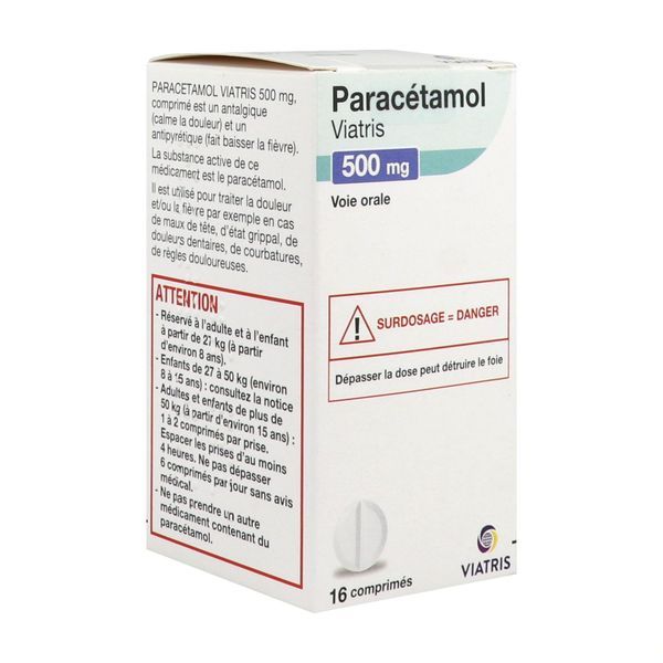 PARACETAMOL MYLAN 500 mg comprimés en flacon B/16