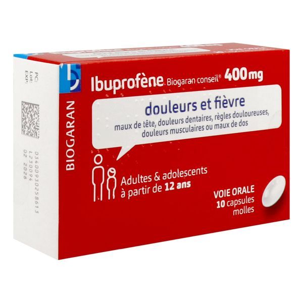 Ibuprofene Biogaran Conseil 400 Mg Capsule Molle B/10