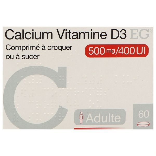 Calcium Vitamine D3 Eg 500 Mg/400 Ui Comprimes A Croquer Ou A Sucer B/60