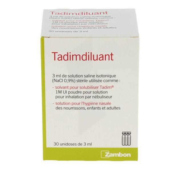 Tadimdiluant Solution Saline Isotonique Pour Dilution De Tadim 1M Ui Pdr Sol Pr Inhalation 3 Ml 30