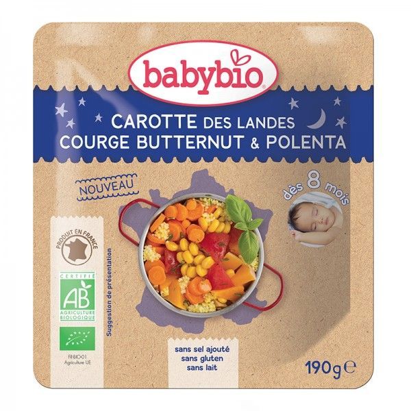 Babybio - Doypack Bonne nuit Courge Butternut Polenta BIO - dès 8 mois - 190 g