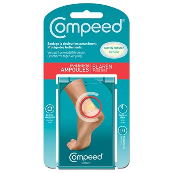 Compeed Pansement Ampoule Moyen Format 4,2*6,8 Cm 10