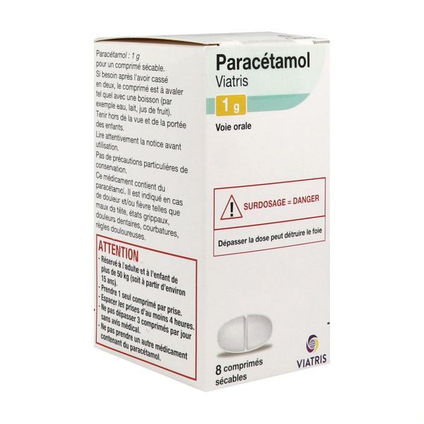 Paracetamol Mylan 1 G Comprimes Secables En Flacon B/8