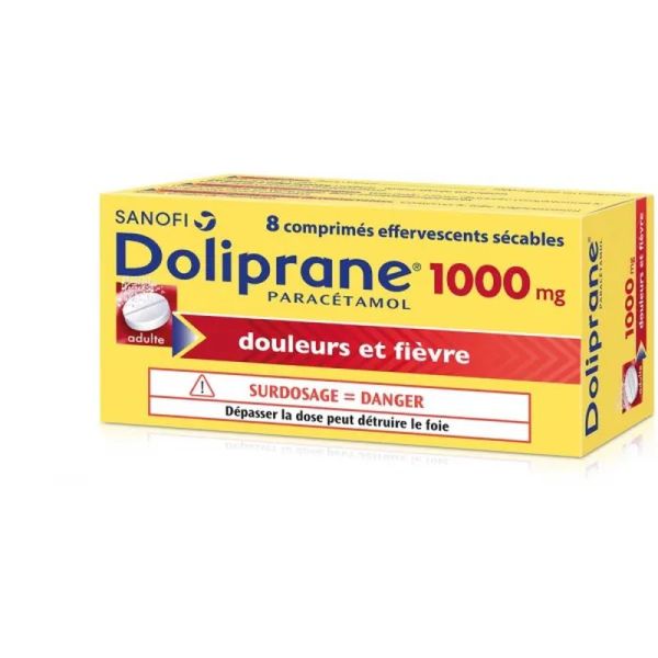 Doliprane 1 000 Mg (Paracetamol) Comprimes Effervescents Secables B/8