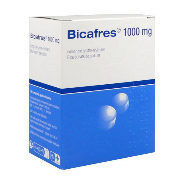 BICAFRES 1000 mg (bicarbonate de sodium) comprimes gastro-resistants sous plaquette PVC-Aluminium B/100