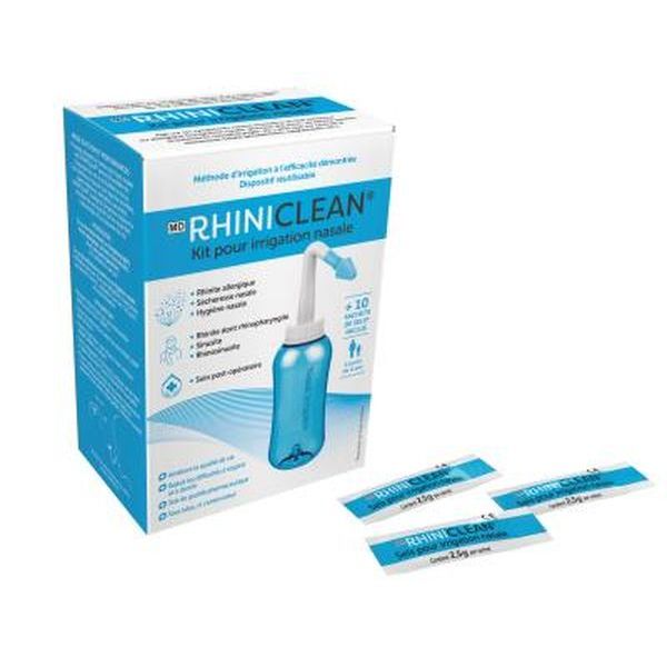 RHINICLEAN KIT D'IRRIGATION NASALE + 10 SACHETS DE SEL DE RINCAGE NASALE 1