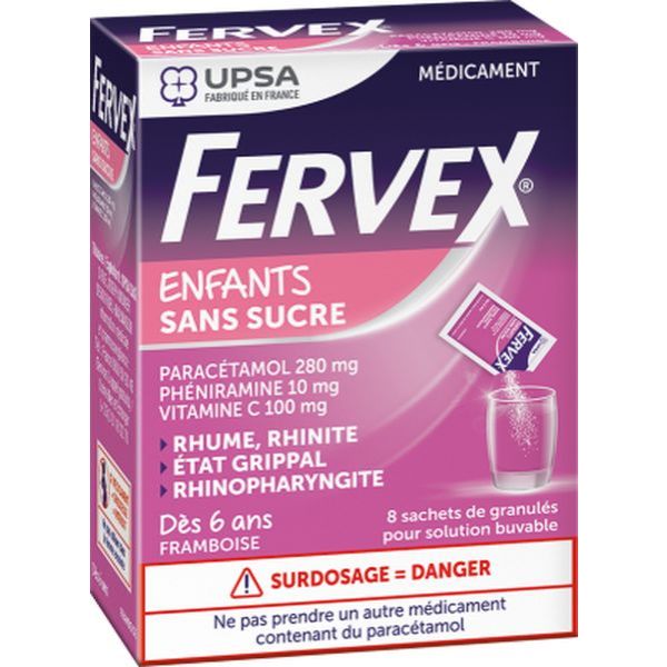 Fervex Enfants Sans Sucre Granules Pour Solution Buvable En Sachet B/8