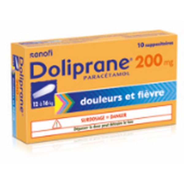 DOLIPRANE 200 mg (paracétamol) suppositoires B/10