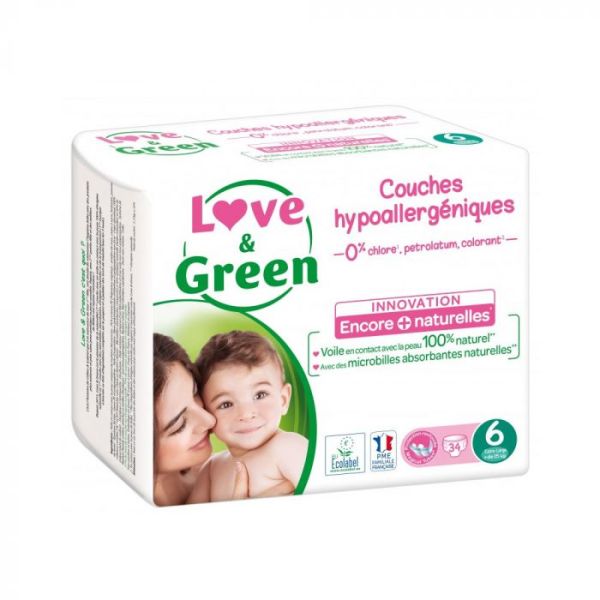 Couches Bébé Hypoallergéniques 0% Love & Green - Taille 3/4-9 kg