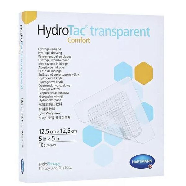 Hydrotac Transparent Pansement Gel En Plaque Avec Pourtour Adhesif12.5*12.5 Cm Bt10 Pansements 10