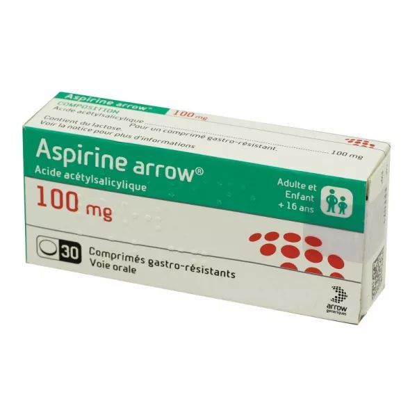 Aspirine Arrow 100 Mg (Acide Acetylsalicylique) Comprimes Gastro-Resistants Sous Plaquettes (Pvc/Aluminium) B/30