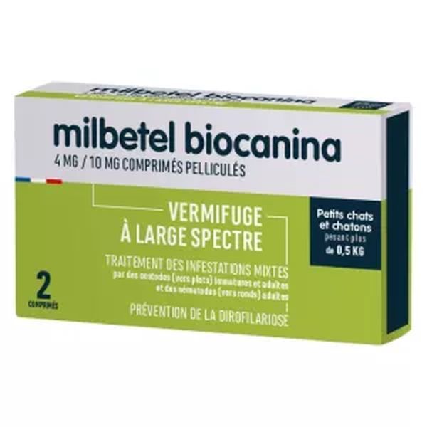 MILBETEL BIOCANINA 4MG/10MG COMPRIMES PELLICULES POUR PETITS CHATS PLAQ TFOR 2